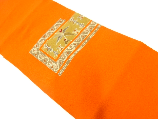 JAPANESE KIMONO / VINTAGE NAGOYA OBI / CHIRIMEN / FLORAL PLANTS